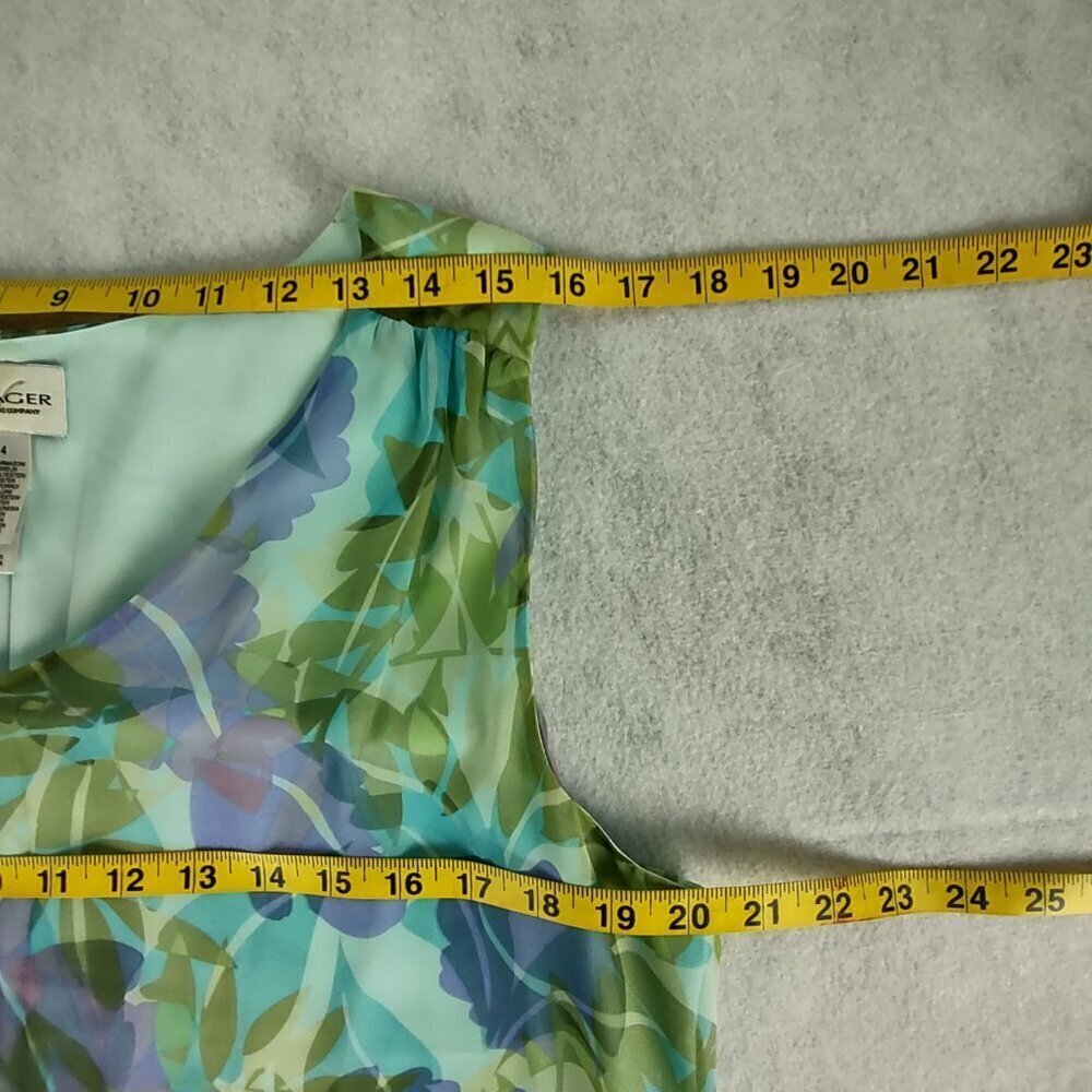 Villager Liz Claiborne Floral Maxi Dress Sleeveless V-Neck Size 14 Green, Blue - Picture 9 of 11
